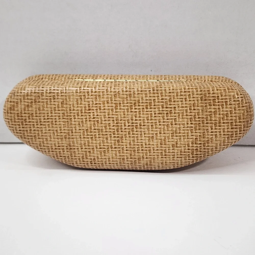 Maui Jim Sunglass EYEGLASS CASE Only Faux Bamboo Basket Weave Hard Clamshell